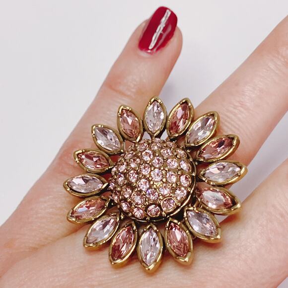 Heidi Daus Divine Miss Daisy Blush Swarovski Crystal Flower Cocktail Ring Size 7 - Picture 6 of 14